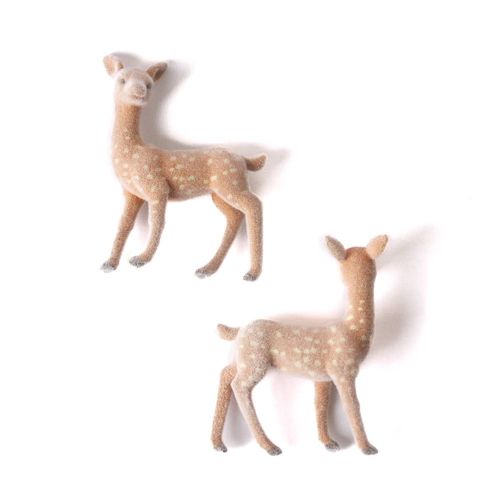 Factory Direct Craft – wholesale Dekorativt bordsobjekt – Miniatyrflockad babyhjort 1-1/2" L x 2" H (påse med 6)0