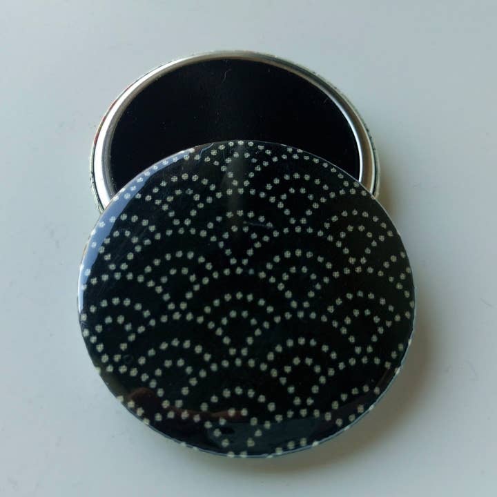 Magnet eller spegel52mm i japanskt blått tyg Navy-Navy spegel för wholesale av YuuBiJou