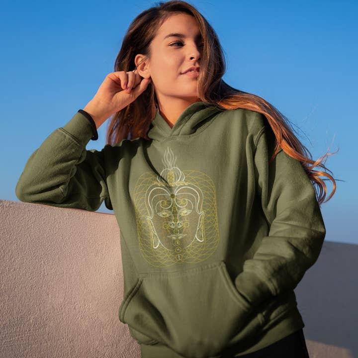 Moletom com capuz unissex Buddha Vibes - Feito sob encomenda - Escolha de cores por atacado de symbolika