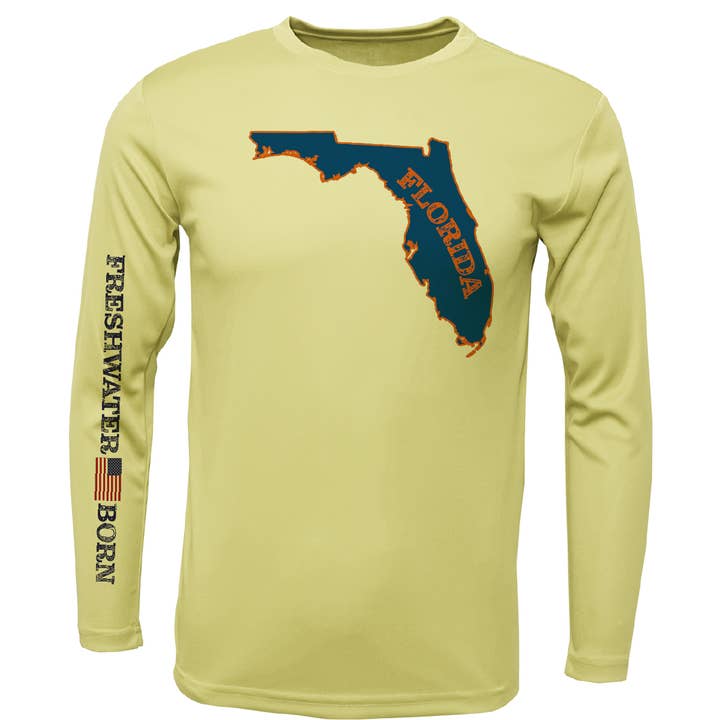 UF Orange and Blue Freshwater Born Boy's Long Sleeve UPF 50+ Dry-Fit Shirt for wholesale by Saltwater Born