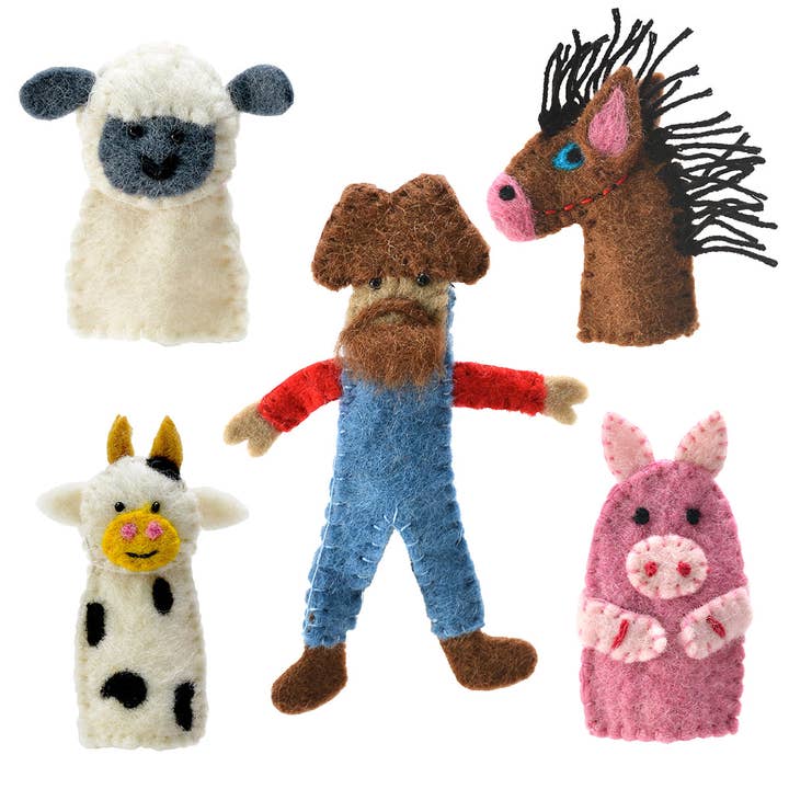Felted Old McDonald's Farm Animal Finger Puppet (5 in a Set) for wholesale by BNB Crafts Inc.