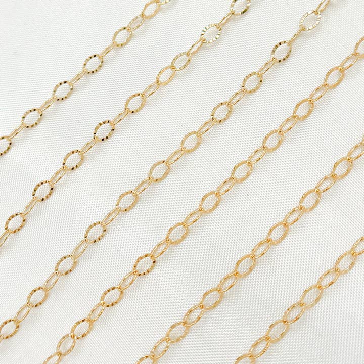Jewels & Chains - Wholesale Link & Chain Necklace - 1128GF. 14K Gold Filled Hammered Oval Chain Link2