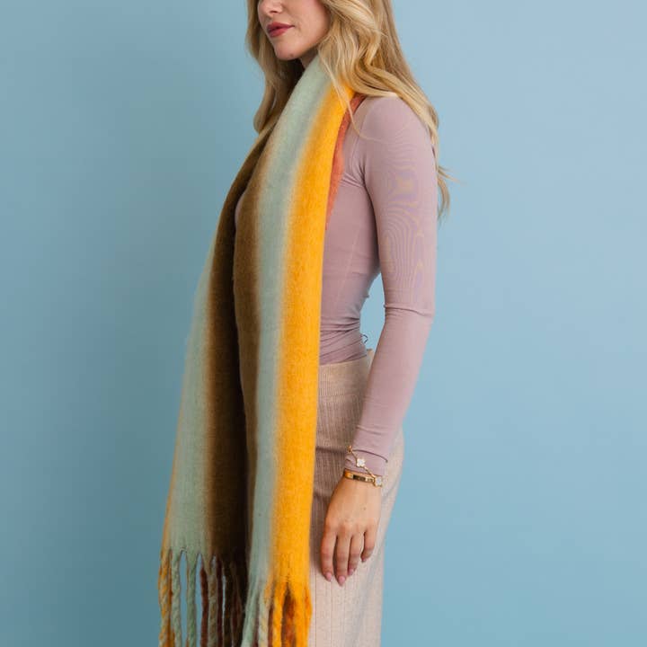 Leto Accessories - Wholesale Scarf - Women's - Ombre Dream Luxe Fringe Blanket Scarf 🎨7