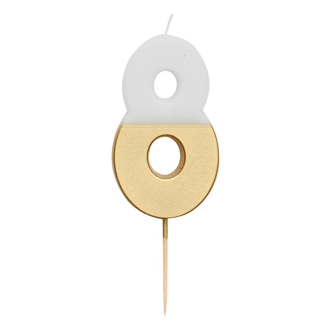 Talking Tables USA - Wholesale Cake Candle - White & Gold Birthday Number Candles | 0-9 | Single |8