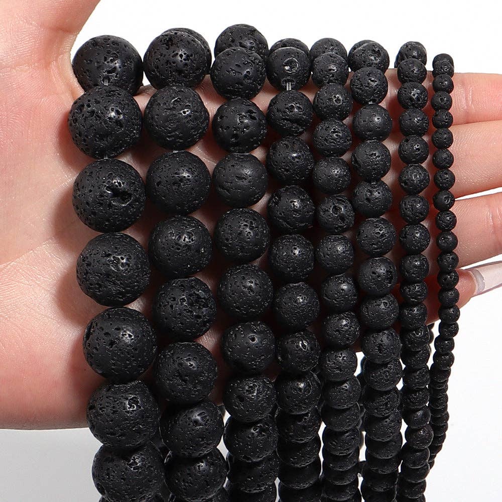 Ole - Wholesale Beaded Bracelet - Lava Stone Stretch Bracelet B1996-10MM6