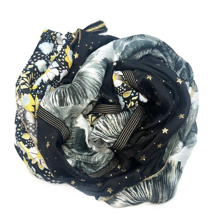 LINETA - Wholesale Scarf - Women's - GC-13 Large square patchwork scarf with tassel10