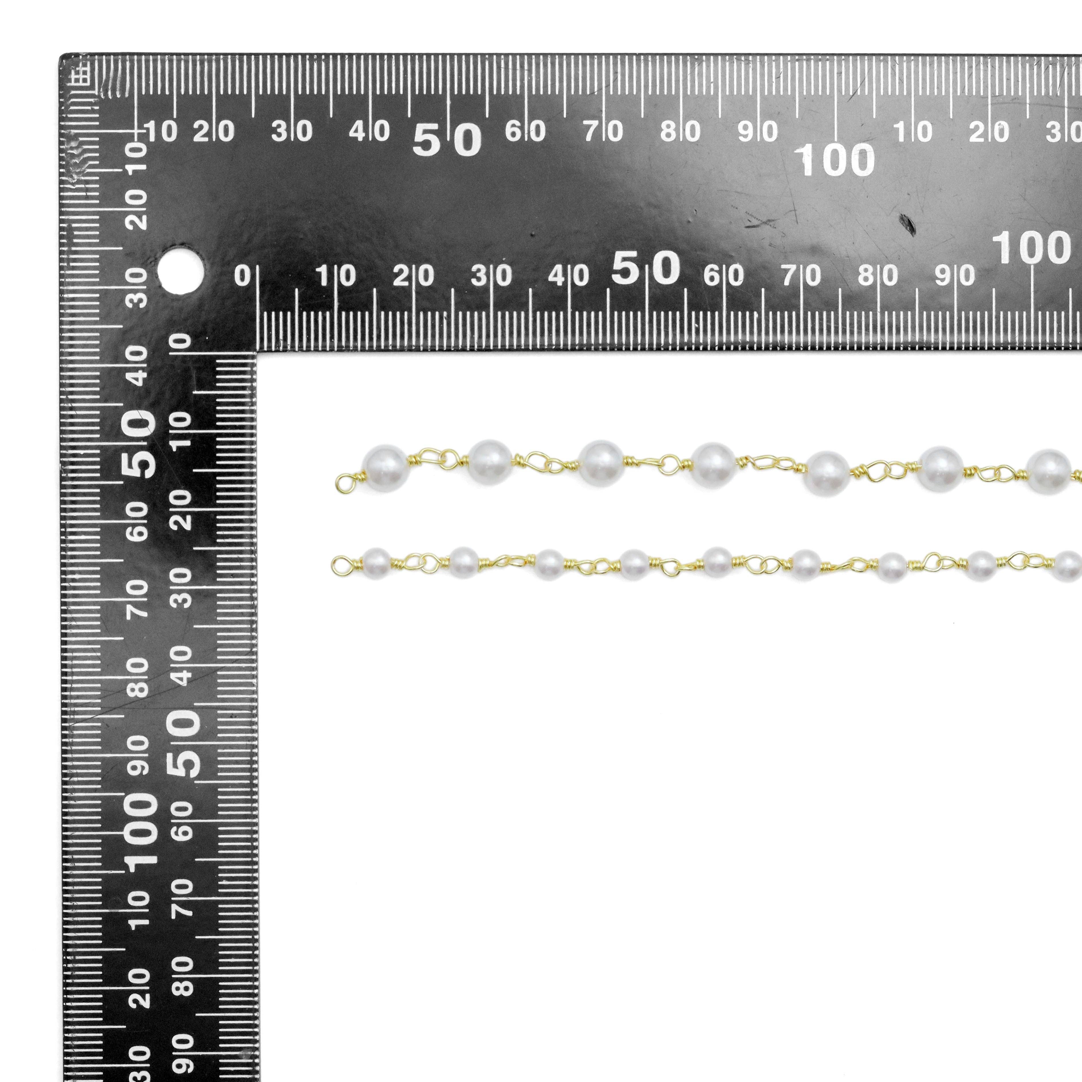 BestBeads&Beyond – Großhandel Perlenkette – 6 mm/4 mm weiße Perlenkette von Yard, sku #HX081