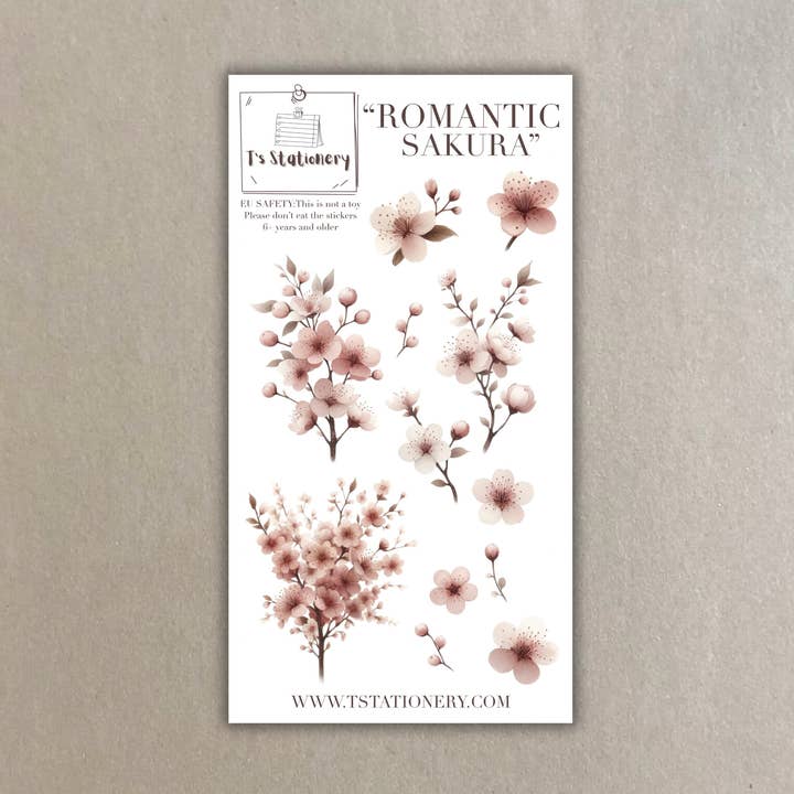 "Romantic Sakura" Washi-Aufkleberbogen für den Großhandel von T's Stationery