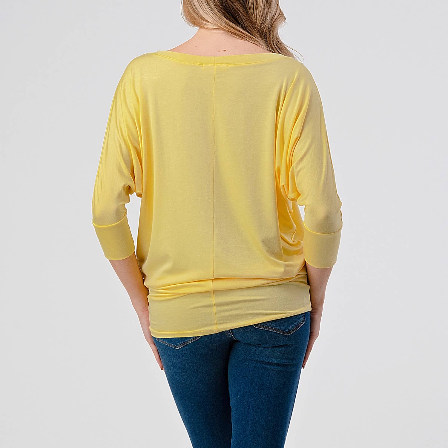 Heimious - Wholesale Knit Top - Women's - 3/4 Dolman Sleeve Round neck Modal Jersey  Top, 250374