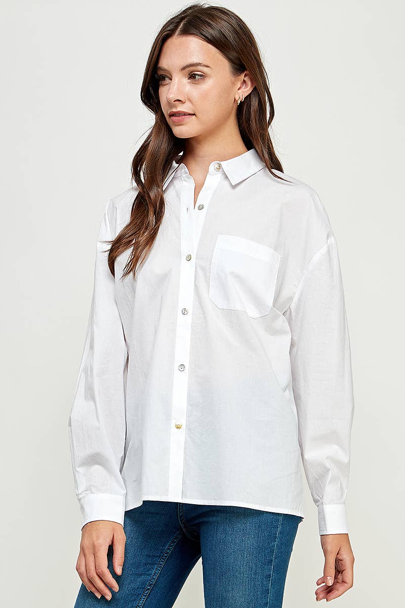 FUN2FUN - Wholesale Button Down Shirt - Women's - POPLIN COTTON BUTTON DOWN POCKET SHIRT10