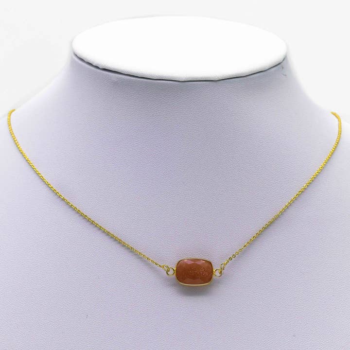 BestBeads&Beyond - Wholesale Individual Charm/Pendant - Gold Rectangle Gemstone Charm, Sku#LY22
