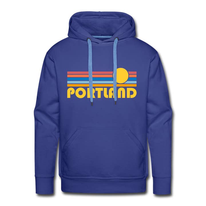 Hey Mountains - Wholesale Hoodie - Men's - Premium Portland, Oregon Hoodie - Retro Sun Portland