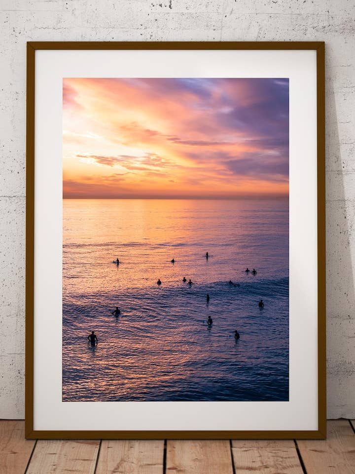 Huntington Beach Surfer Sunset Print for wholesale by Mountain Coast Collective