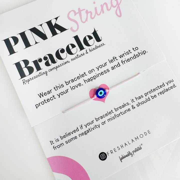 FRESHALAMODE / fashionably protected - Wholesale Charm/dangle bracelet - Evil Eye Pink String Adjustable Protection Bracelet Gift5