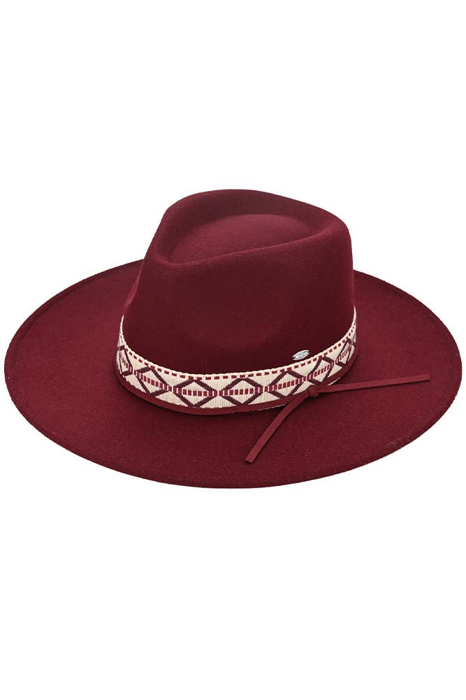 Hana - Vendita all'ingrosso Fedora - Donna - C.C cappello Panama in feltro vegano con fascia geometrica5