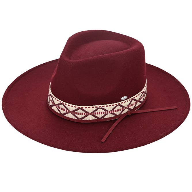 Hana - Wholesale Fedora - Women's - C.C Geometric Trim Band Vegan Felt Panama Hat7