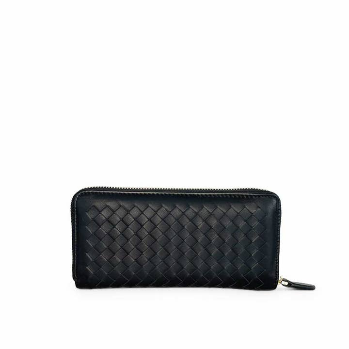 The Ada Woven Zip Around Purse in black for wholesale by Worth A Million