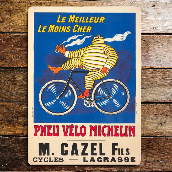 Michelin Le Meilleur Le Moins Cher Metal Sign for wholesale by The British Metal Signs Company