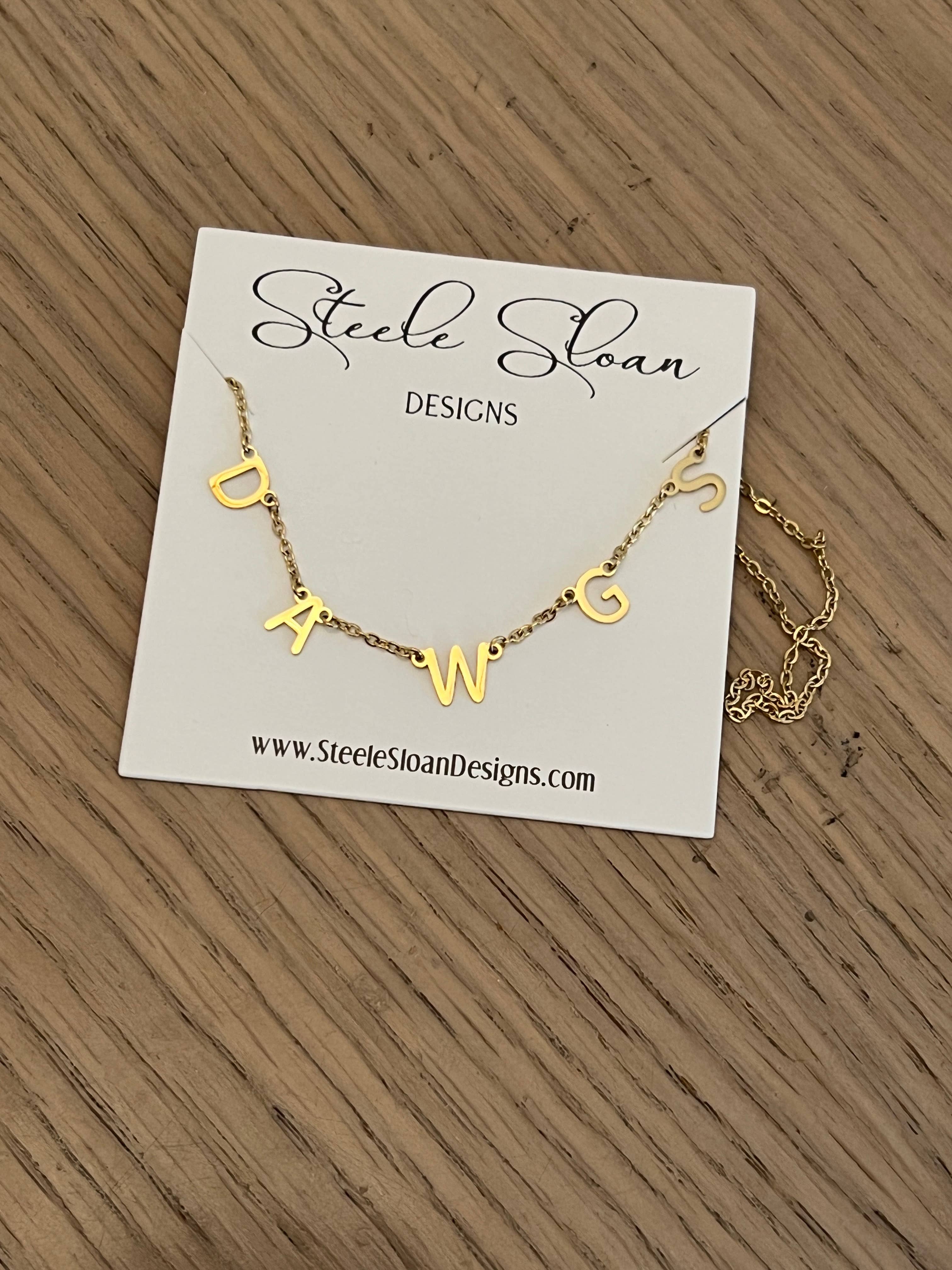 Steele Sloan Designs - Wholesale Pendant/Charm Necklace - DAWGS Charm Necklace Gold DAWGS Dangle Layer Necklace Gift1