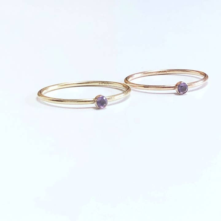 Amethyst ring, stacking ring in gold filled, sterling silver, rose gold for wholesale by SEQAY