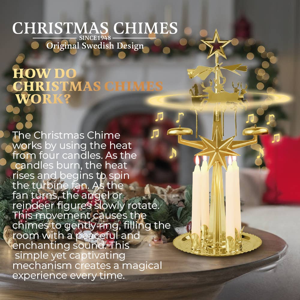 Angel Chimes - Wholesale Tapered Candle/Candlestick - Christmas Chimes, Original Swedish Design Brass Candle1