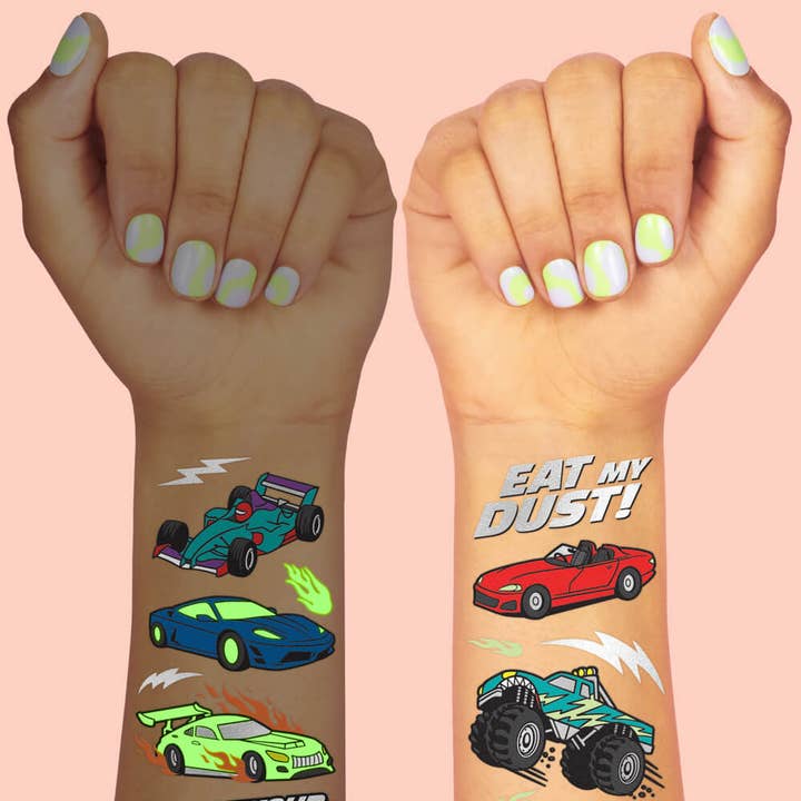 xo, Fetti - Wholesale Temporary Tattoo - Vroom Vroom Glo | 42 foil temporary tattoos Kids Car Party2