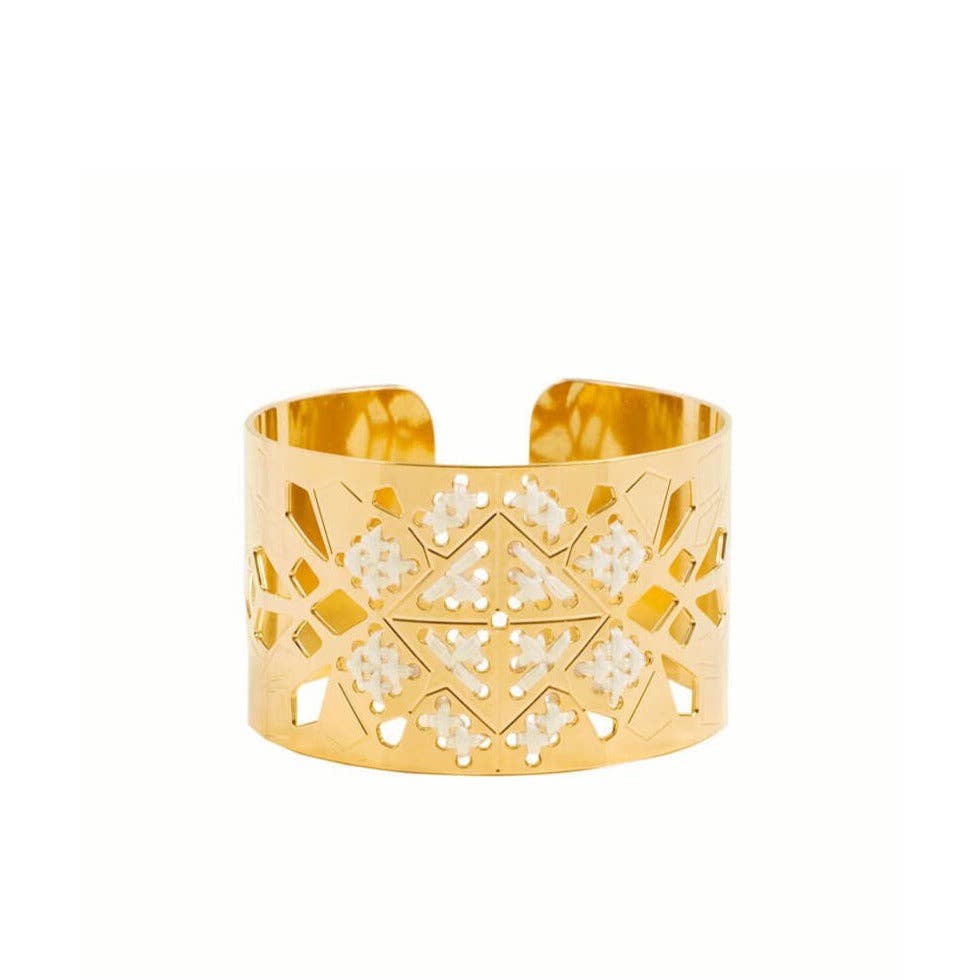 CAMILLE ENRICO - Wholesale Cuff Bracelet - ADRAR gold and colored cotton adjustable cuff3