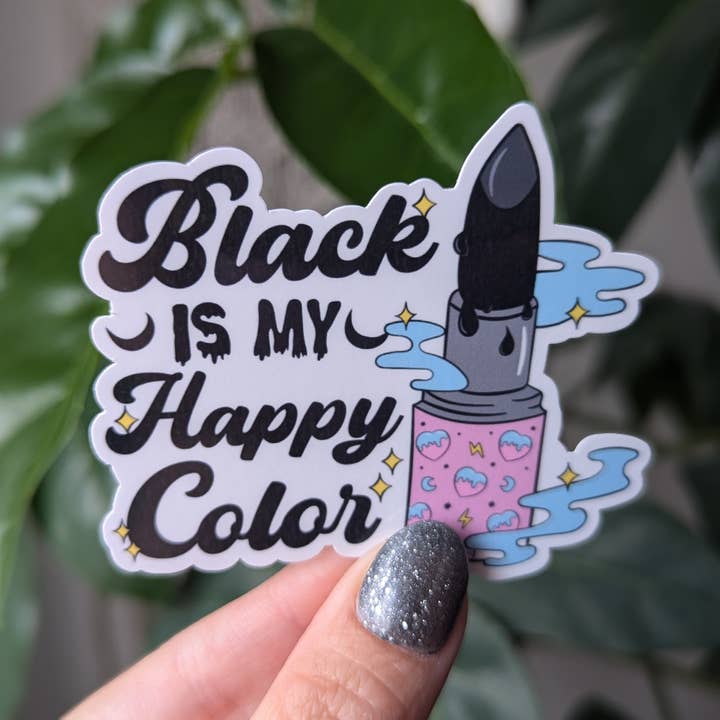 Black is my happy color sticker, Gothic, emo, Halloween for wholesale by Moonlit Creations