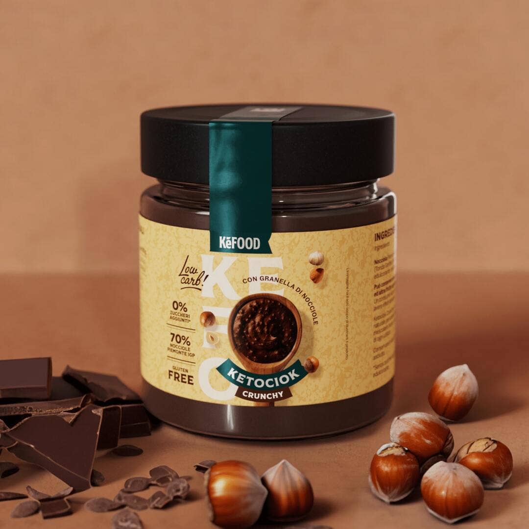 KeFood - Wholesale Nut Butter - KETOCIOK CRUNCHY 250G CREAM WITH HAZELNUT AND COCOA CRUNCH WITHOUT SUGAR