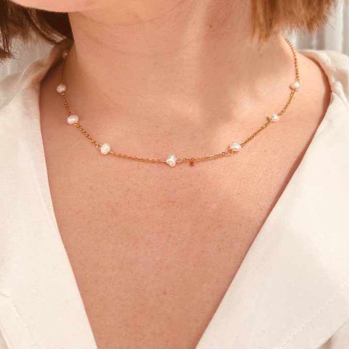 Little Nell Jewellery - Wholesale Link & Chain Necklace - Everyday Gold Pearl Chain Necklace