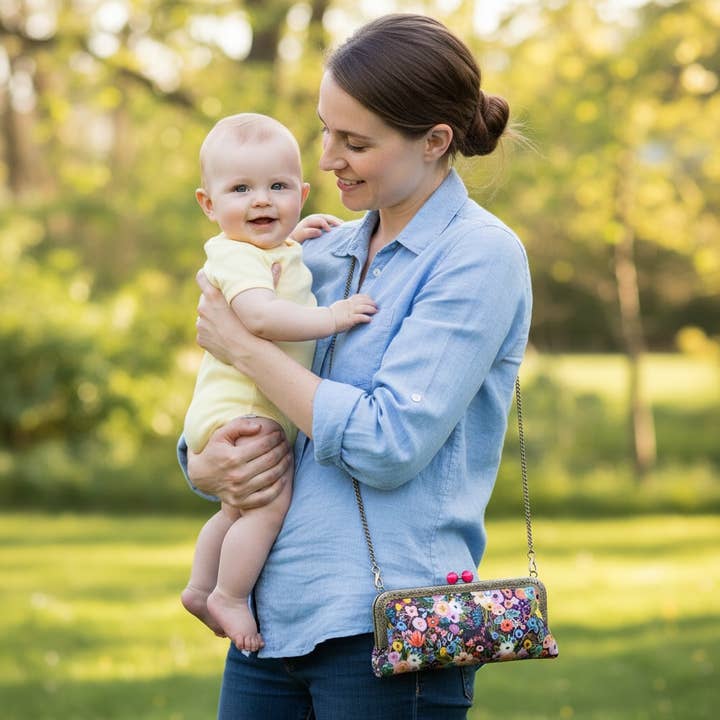Kiki & Syds Cell Phone Clutch-Petite Floral Plum for wholesale by Kiki & Syds
