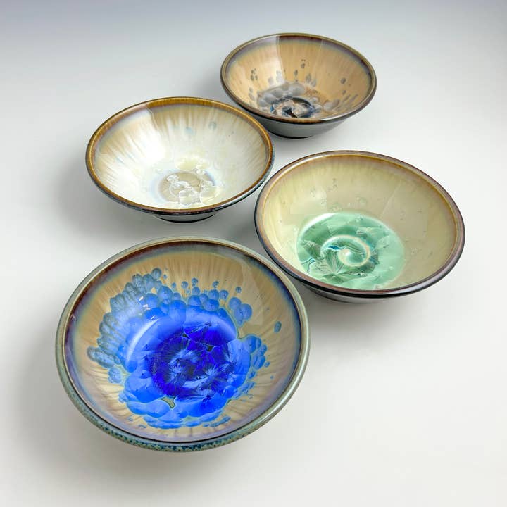 Ceramic Dip Set Handmade Tiny Pottery Bowls -Dark (4 items) for wholesale by Indikoi