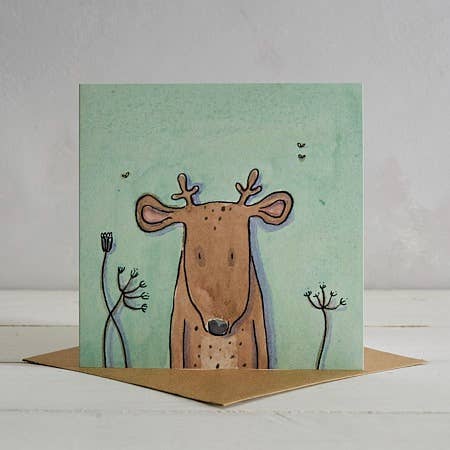 Deer Greetings Card 'Donald' for engroshandel hos Helen Wiseman Illustration