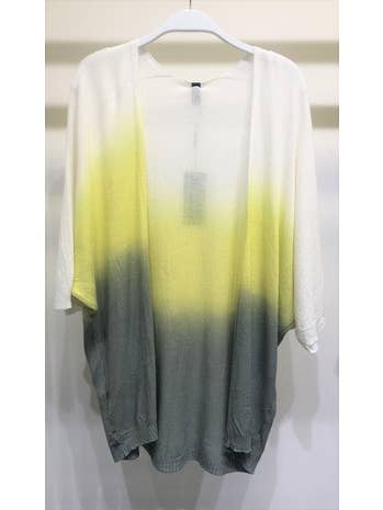 Vit/Gul/Armégrön DIP DYE LÄTT STICKAD KOFTA (1901-DIPDYECARDIGAN) för wholesale på Faire1