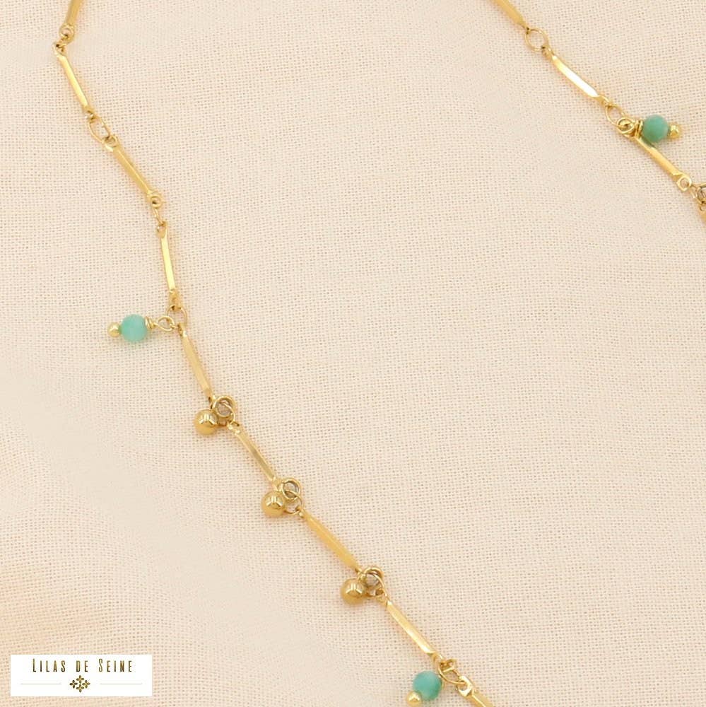 Lilas de Seine - Wholesale Pendant/Charm Necklace - Stainless steel bead charm necklace stone 01240731