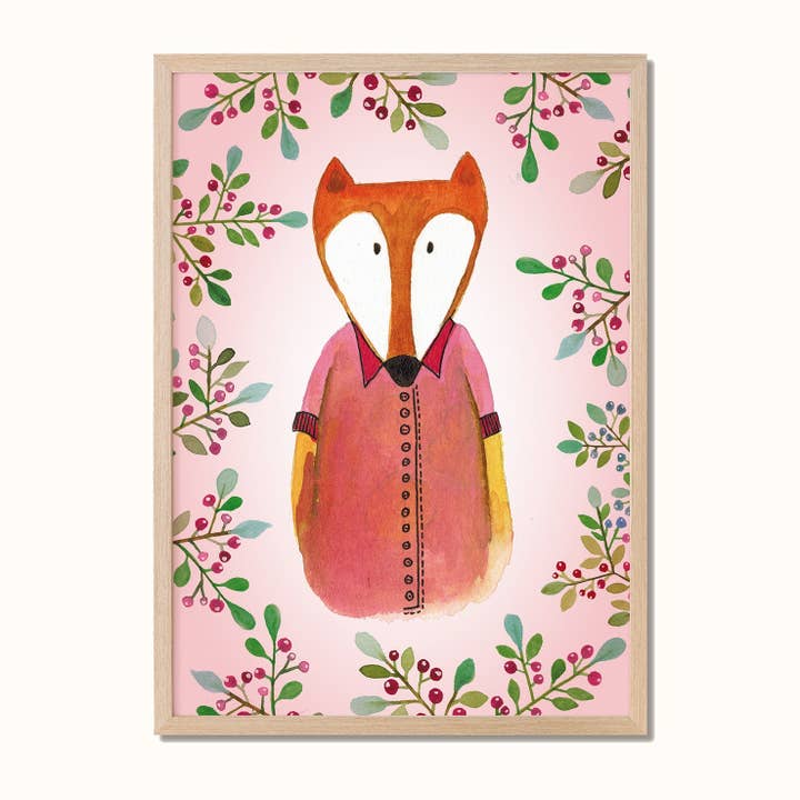 Plakat med dyr - Hr. Ræv for engroshandel hos Poppydesign