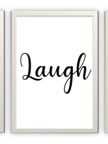 3er-Set mit Zitat „Live Laugh Love“, weiß, gerahmt, A4 für den Großhandel von Second Ave Gift Company