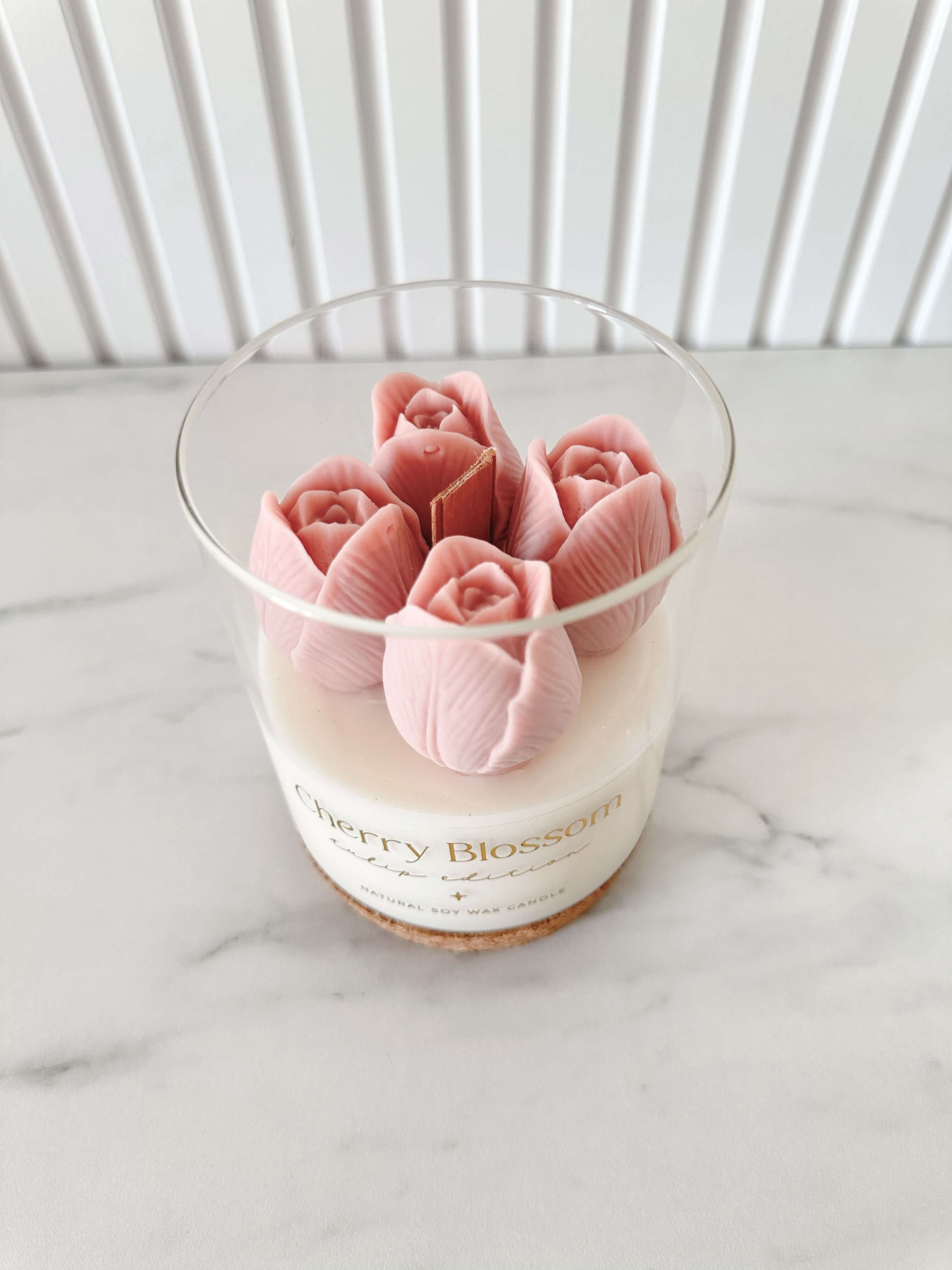 Tsuki Box - Wholesale Novelty Candle - Botanical Candle | Pink Tulips | Cherry Blossom 400g3