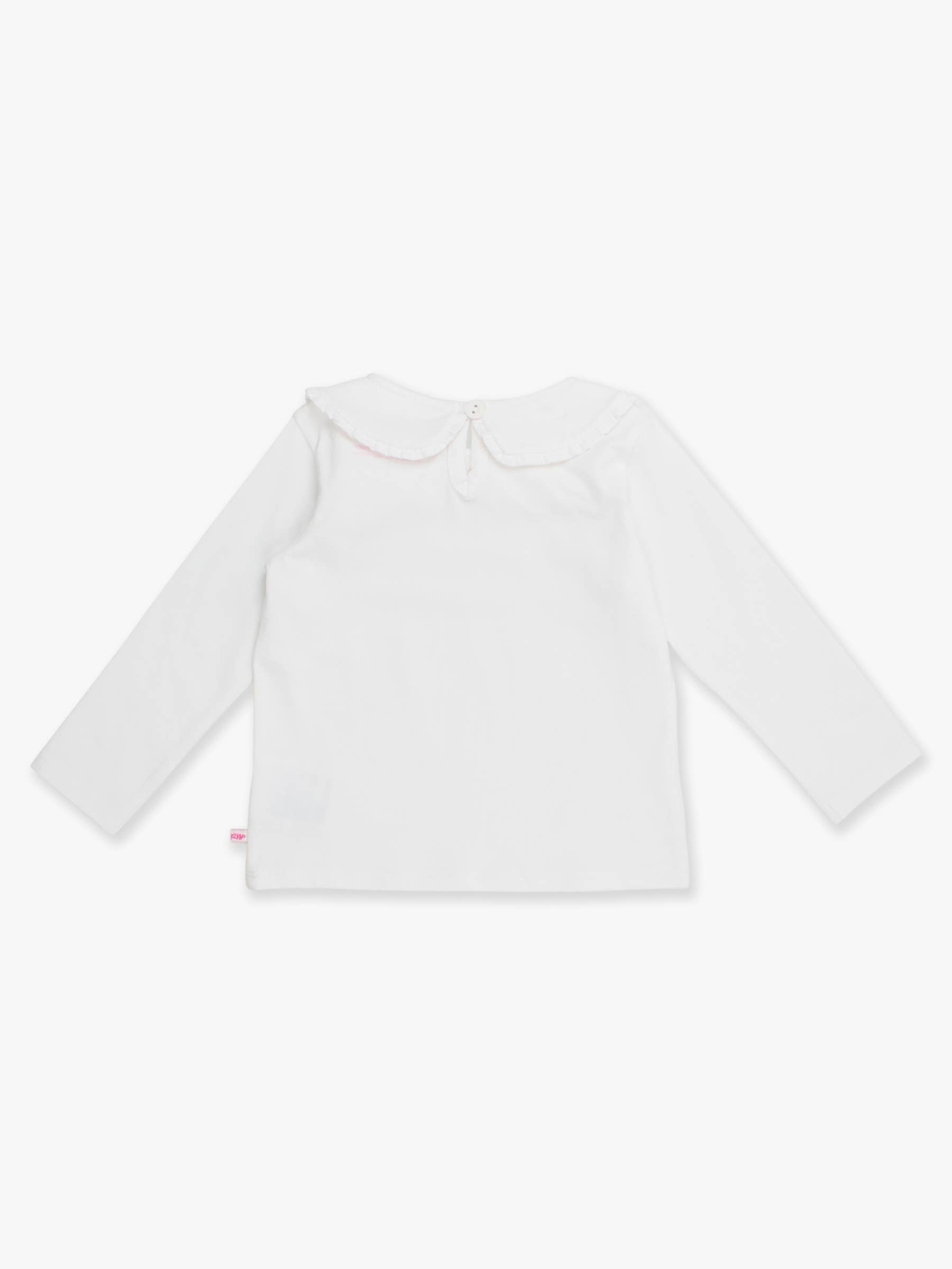 Bianco Maglia Bianca a Maniche Lunghe con Colletto Peter Pan e Volant per Ragazze in vendita all'ingrosso su Faire6