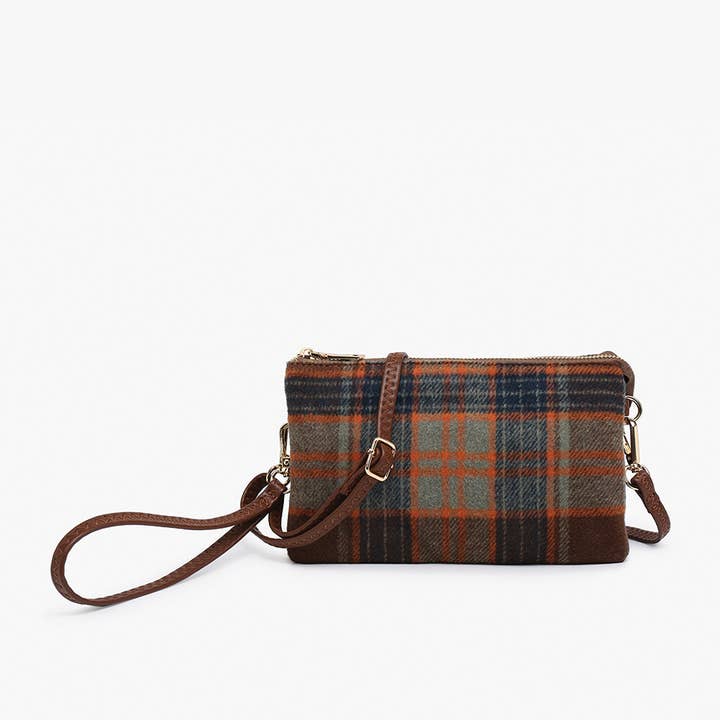 Jen & Co. - Wholesale Crossbody Bag - Women's - *SALE* M013-PLD Riley Plaid 3 Compartment Crossbody/Wristlet
