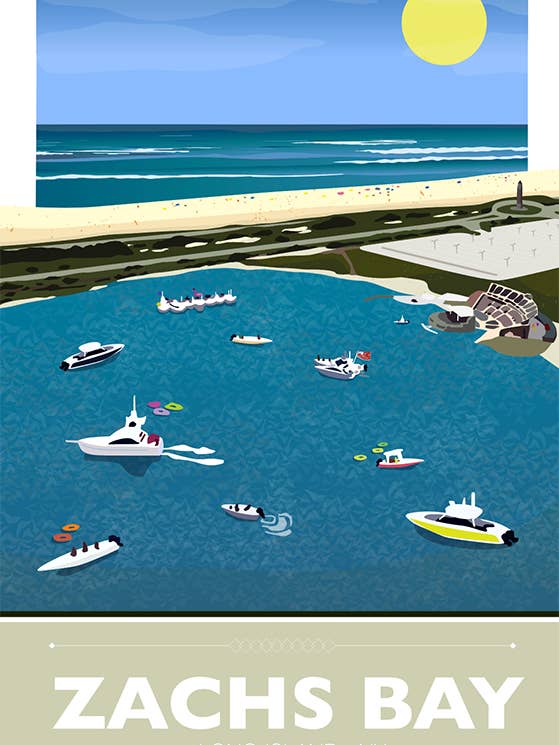 Zach's Bay, Jones Beach Illustration for wholesale by LOST DOG art & frame