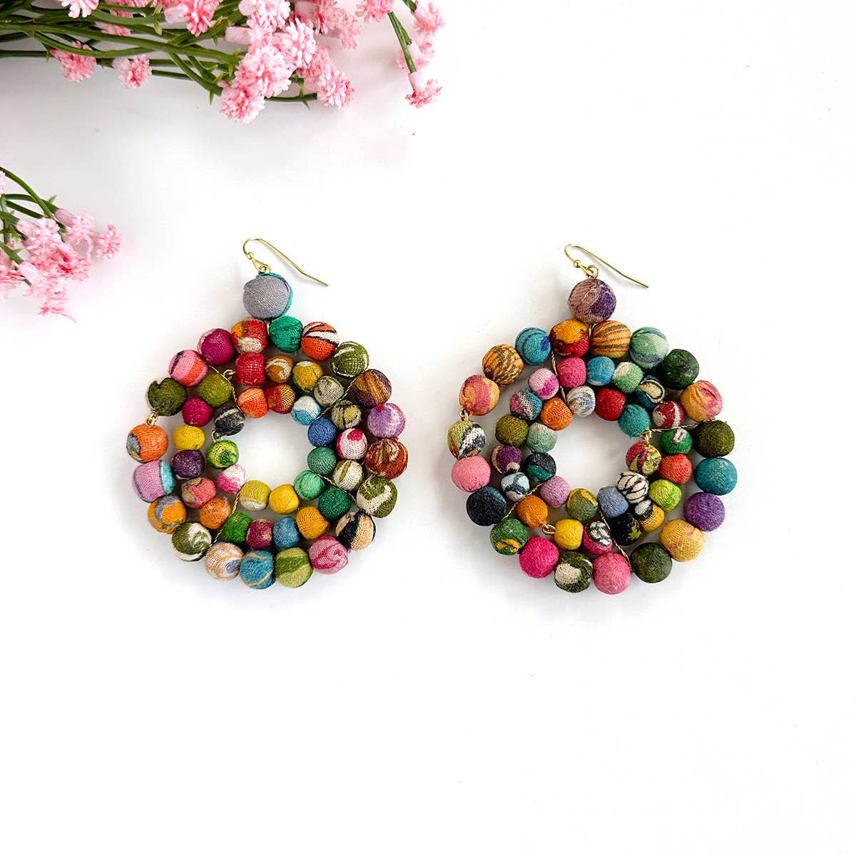 WorldFinds - Wholesale Dangle Earrings - Concentric Kantha Earrings