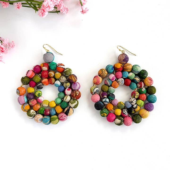 WorldFinds - Wholesale Dangle Earrings - Concentric Kantha Earrings0
