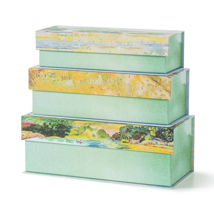 Set of 3 Pastoral Tranquility Decorative Storage Boxes for wholesale by Soul & Lane