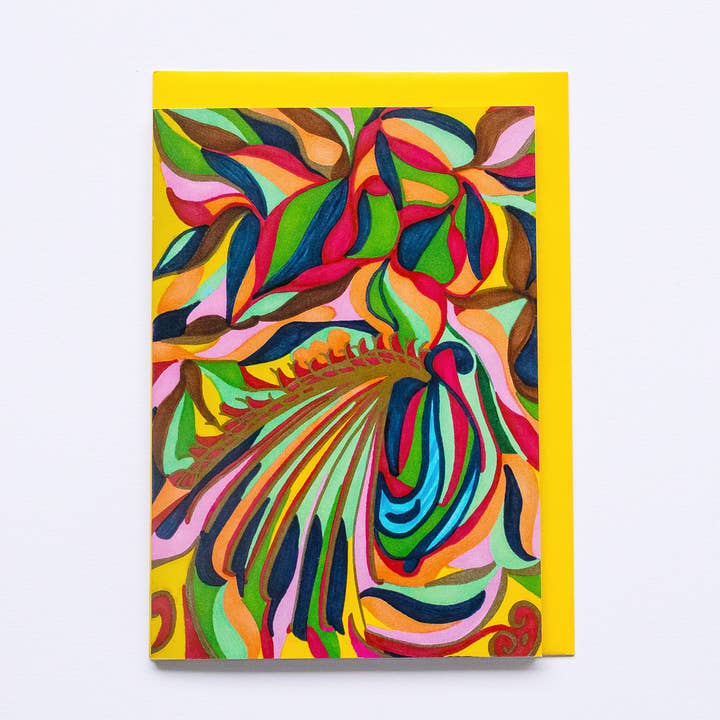 Peacock Abstract Colourful Card | Art Card for wholesale by Lilian G Limited