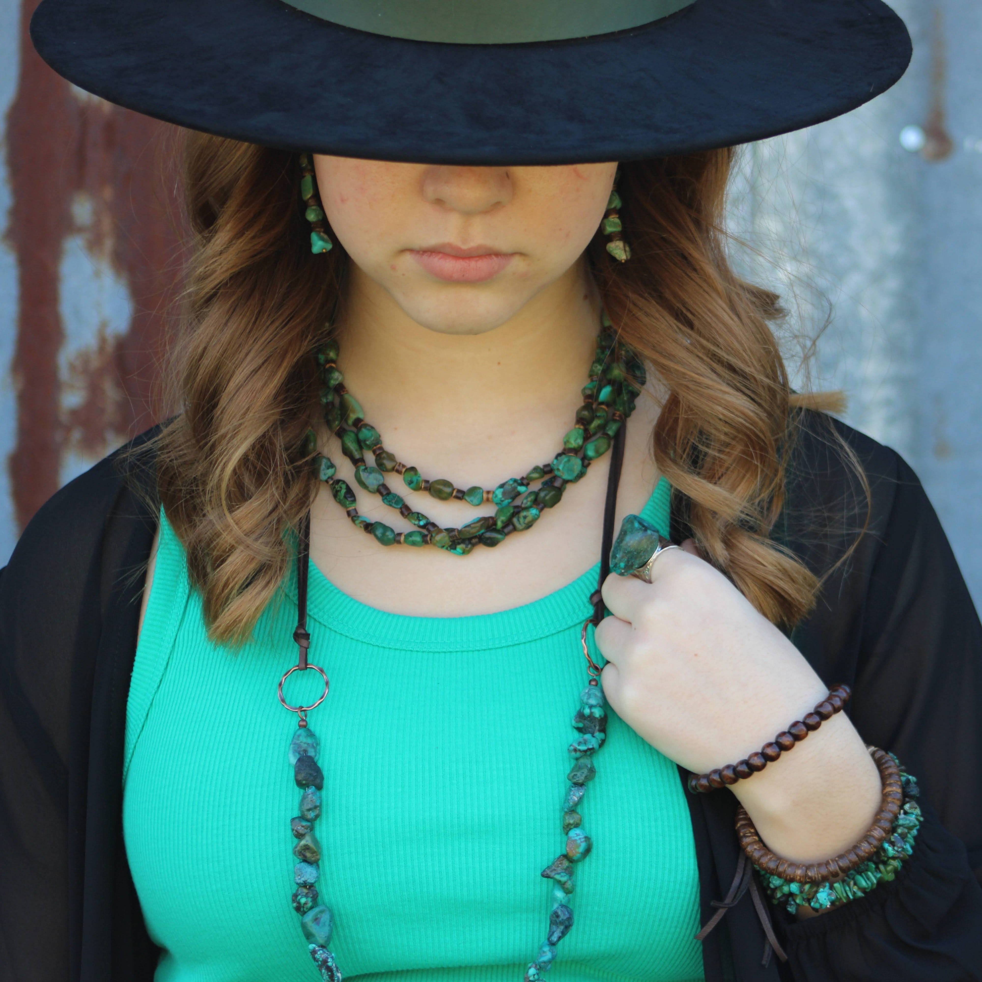 The Jewelry Junkie - Wholesale Cocktail/Statement Ring - Natural Turquoise Chunk Statement Cuff Ring 012v4