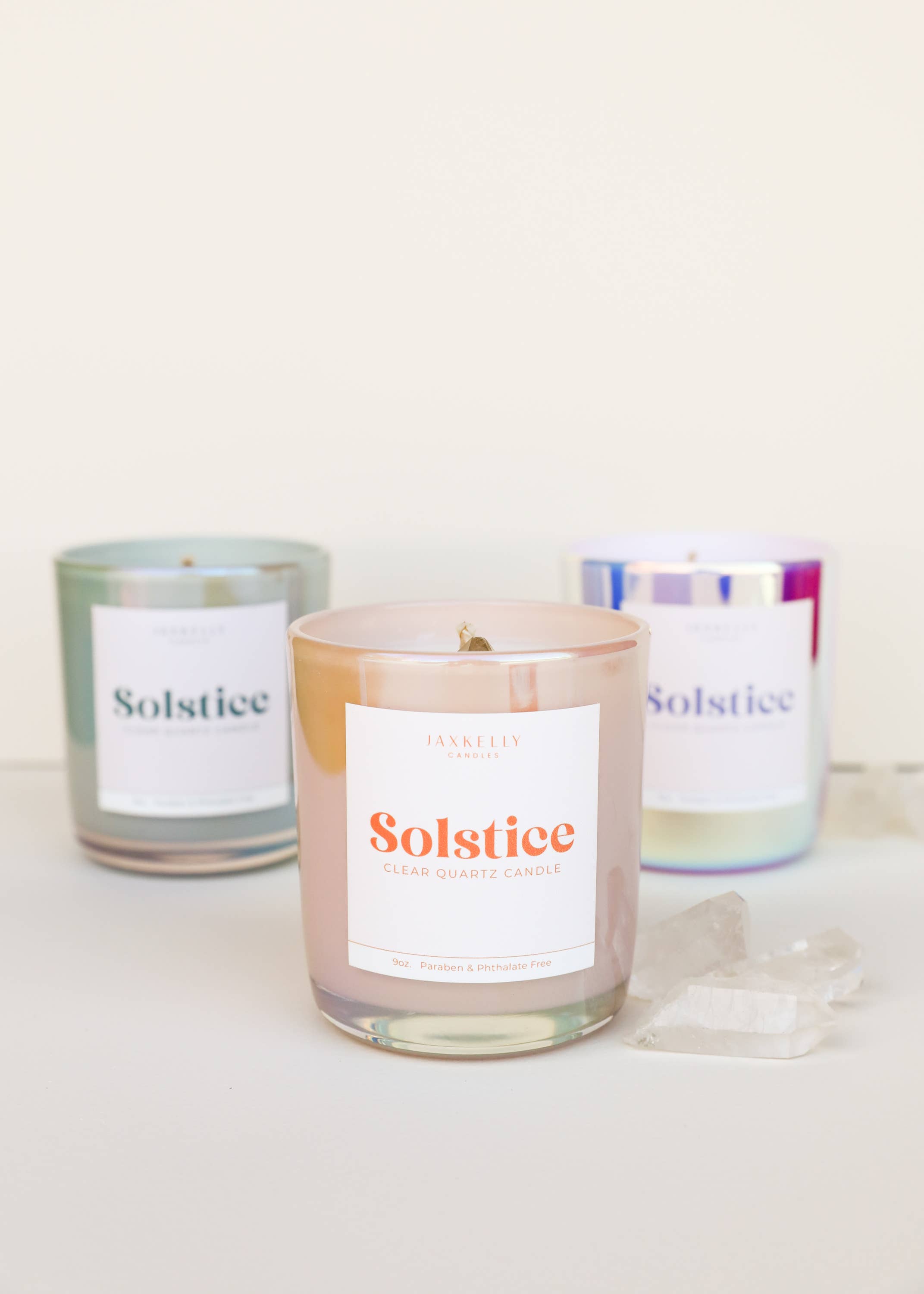 JaxKelly Candles - Wholesale Jar/Filled Candle - 9oz - Solstice Crystal Candle - Peach2