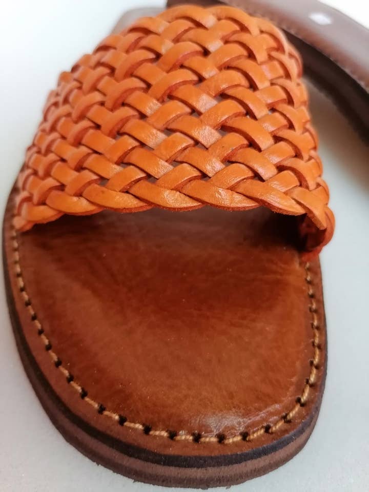 HandmadeBestSeller - Wholesale Sandals - Women's - Handwoven Leather Slide Sandals, Braided Strap, Durable Sole1