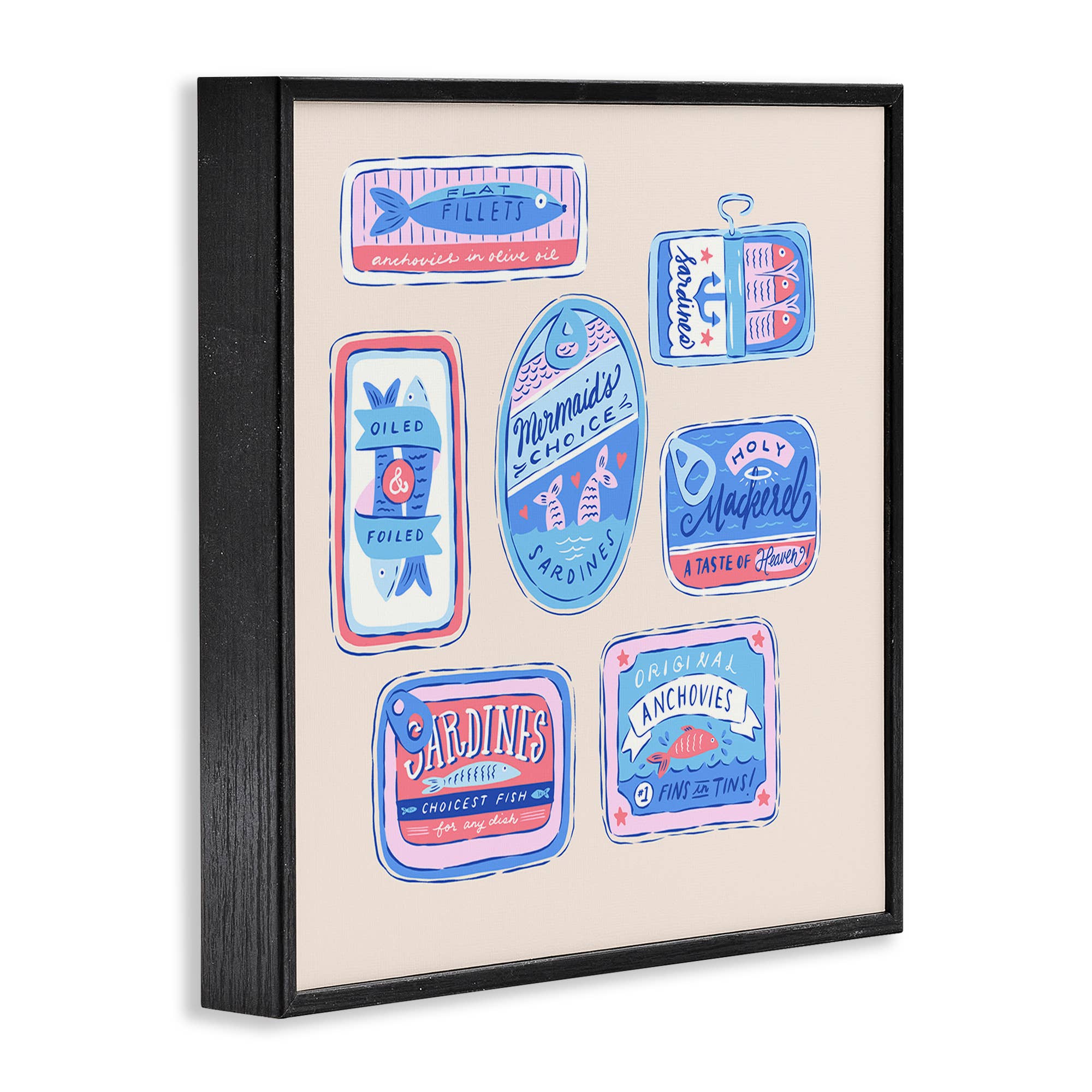 Stupell Industries – Großhandel Wandschild – Verschiedene Dosenfisch-Meeresfrüchte - Gerahmte Wandkunst13