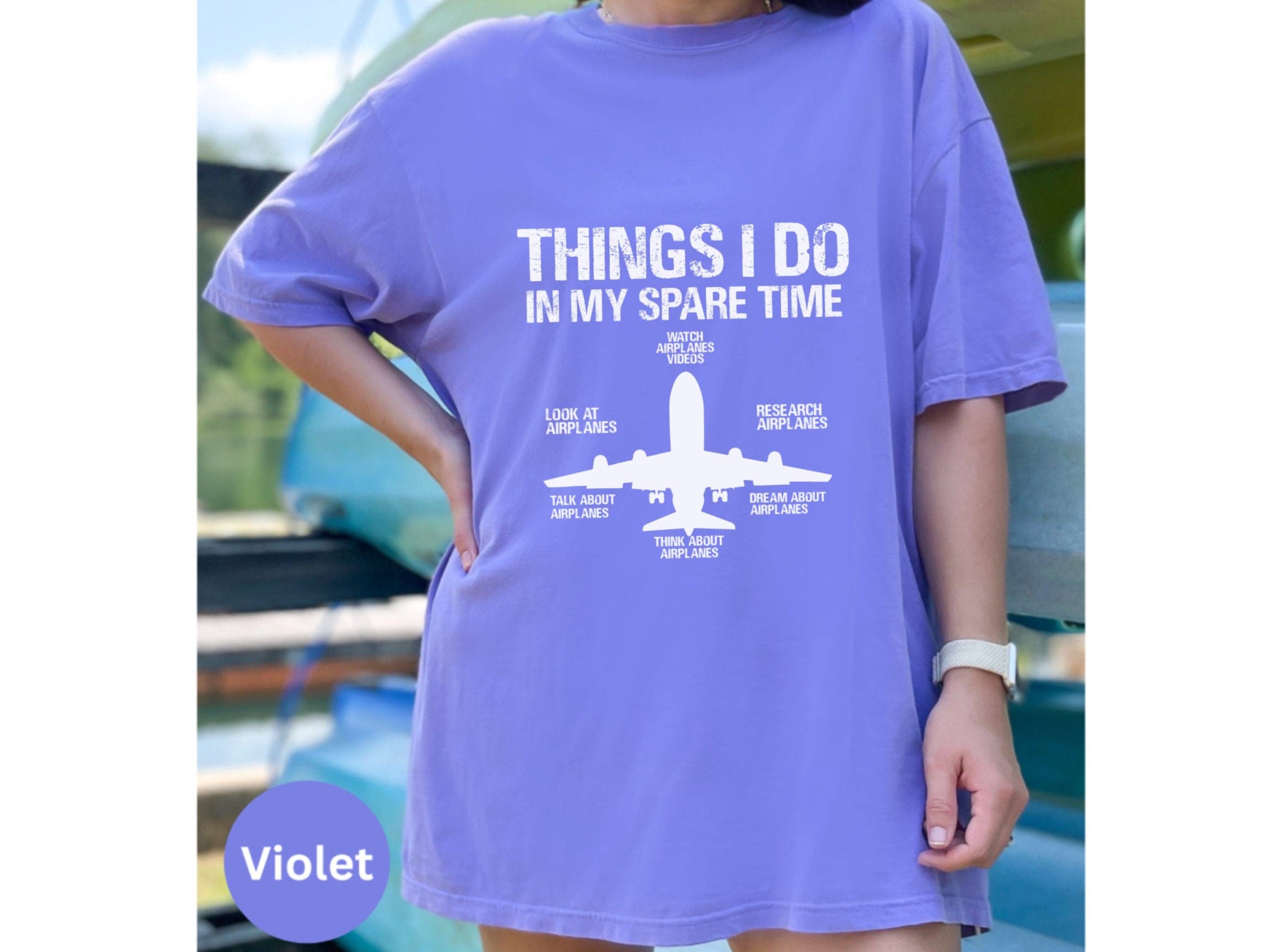 Graphic Galore - Wholesale Screen Printed T-Shirt - Women's - Funny Aviation T-Shirt, Airplane Lover Gift, Pilot Humor Tee, Things I Do In My Spare Time Shirt, Aviation Enthusiast Present6